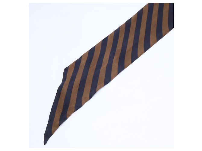 Fendi Fox Fur Rabbit Silk Stole/Scarf Brown Black - view 2