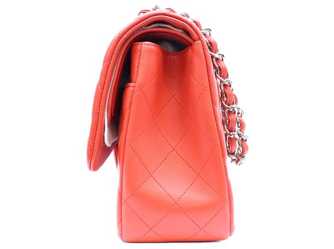 Chanel Double Flap Schultertasche aus rotem Lammleder - Ansicht 2