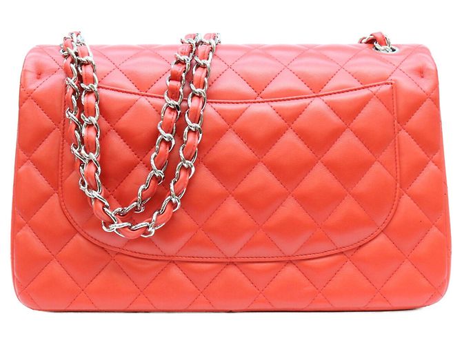 Chanel Double Flap Schultertasche aus rotem Lammleder - Ansicht 3