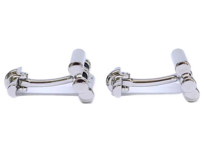 Hermès Hermes Tournis Metal Cufflinks Black Silvery - view 4