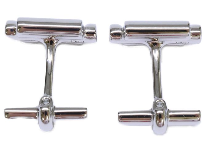 Hermès Hermes Tournis Metal Cufflinks Black Silvery - view 5