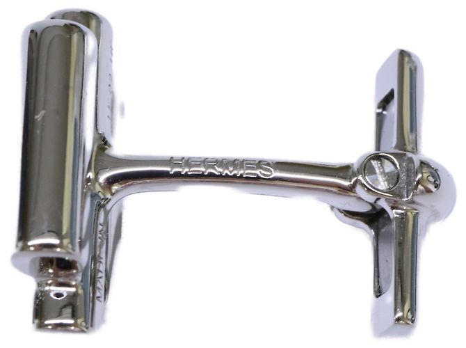 Hermès Hermes Tournis Metal Cufflinks Black Silvery - view 6
