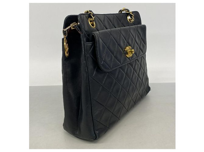 Chanel Matelassé Lammleder Chain Tote Bag Schwarz - Ansicht 2