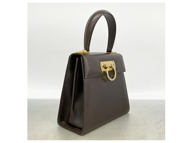 Borsa in pelle Gancini Salvatore Ferragamo Marrone - vista 2