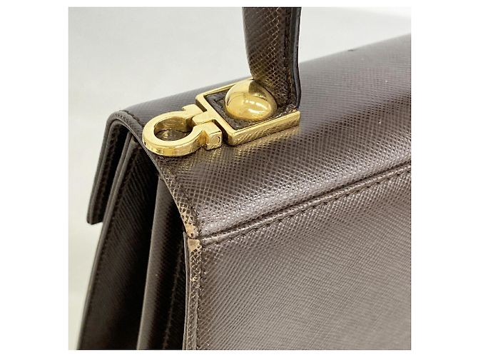 Borsa in pelle Gancini Salvatore Ferragamo Marrone - vista 6