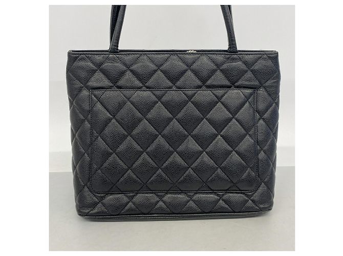 Borsa Tote Chanel in pelle di vitello martellata nera Nero - vista 9