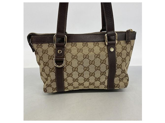 Borsa a mano Gucci in tela marrone - vista 11