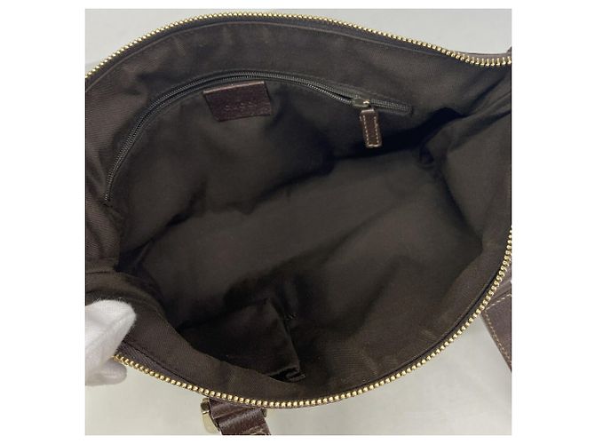 Borsa a mano Gucci in tela marrone - vista 4