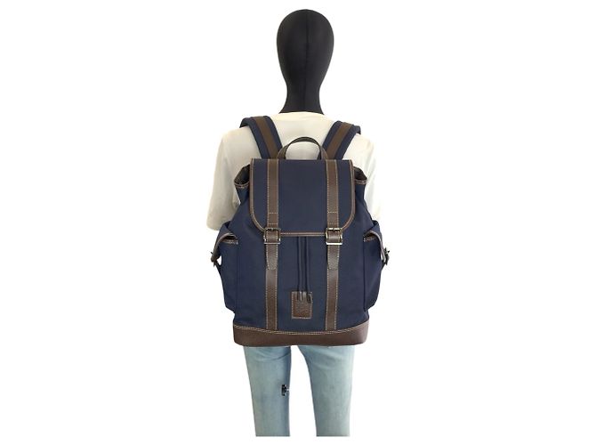 Mochila Longchamp Boxford Marrom Azul marinho - vista 5