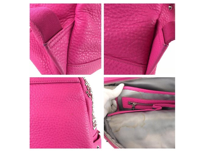 Zaino MCM Stark Special in pelle rosa con borchie e strass - vista 6