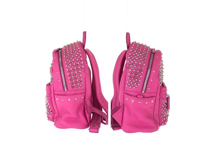 Zaino MCM Stark Special in pelle rosa con borchie e strass - vista 8