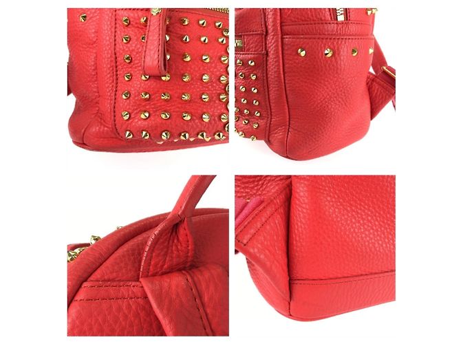 MCM Stark Studded Leather Backpack Red - view 5
