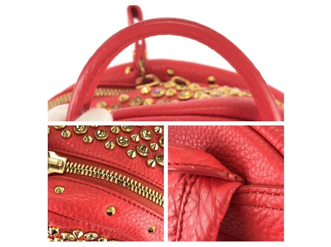 MCM Stark Studded Leather Backpack Red - view 6