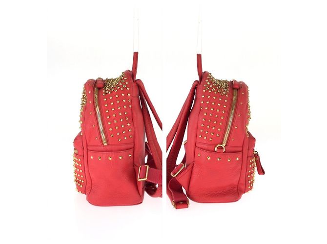 MCM Stark Studded Leather Backpack Red - view 8