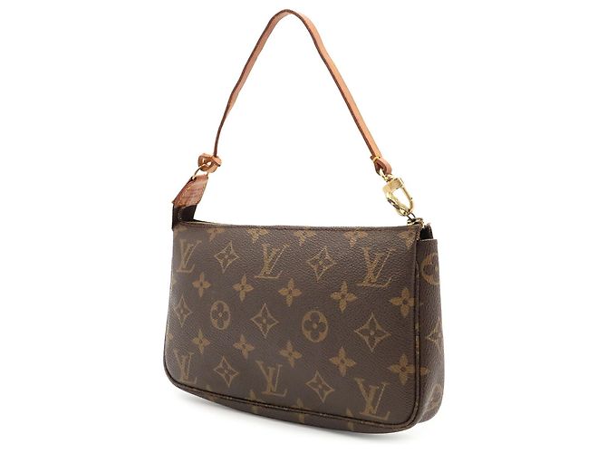 Louis Vuitton Monogram Pochette Accessoires Handbag Pouch Castaño - vista 3