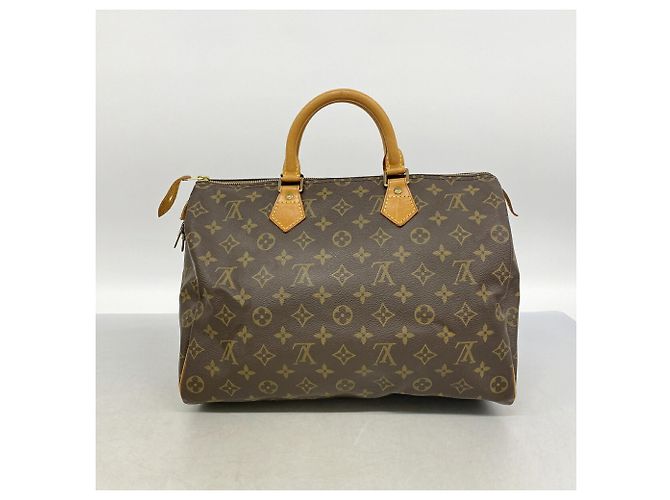 Sac à main Louis Vuitton Monogram Speedy 35 Marron - vue 10