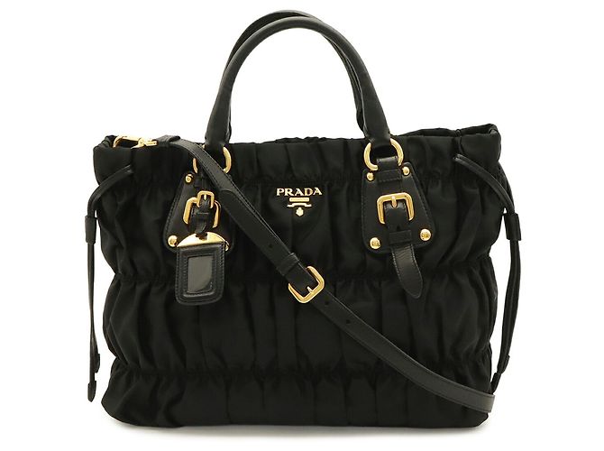 Prada Tessuto Gathered Tote Bag Black - view 2