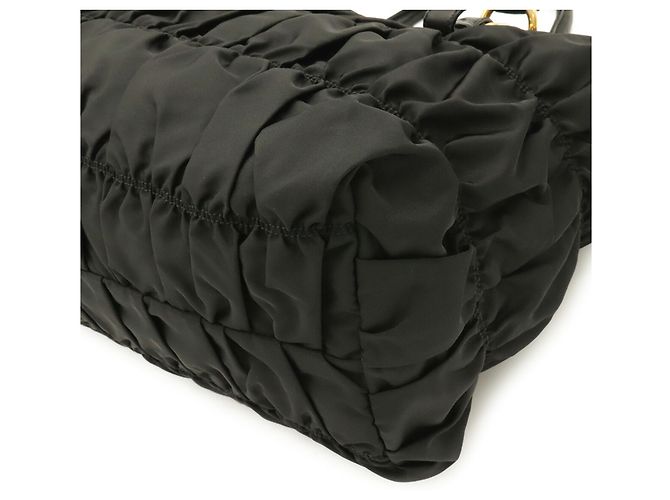Prada Tessuto Gathered Tote Bag Black - view 4
