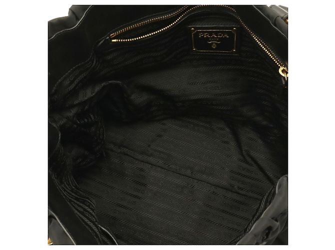 Prada Tessuto Gathered Tote Bag Black - view 8