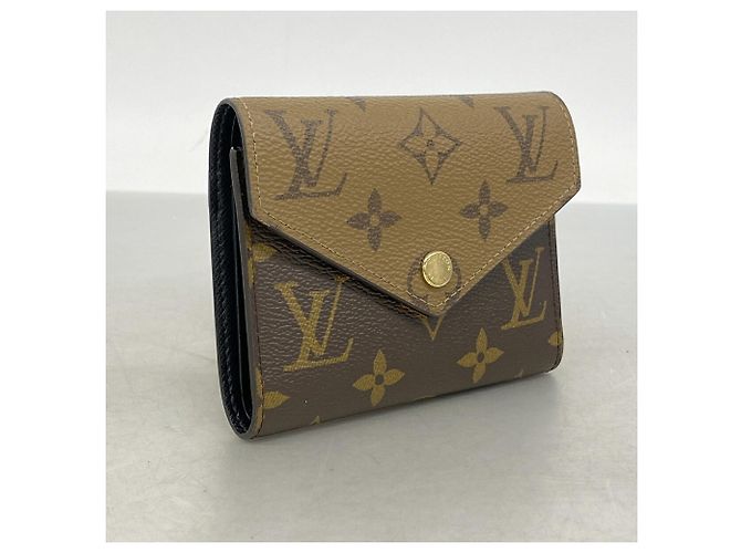 Portafoglio Tri-fold Louis Vuitton Monogram Reverse Portefeuille Victorine Marrone - vista 2