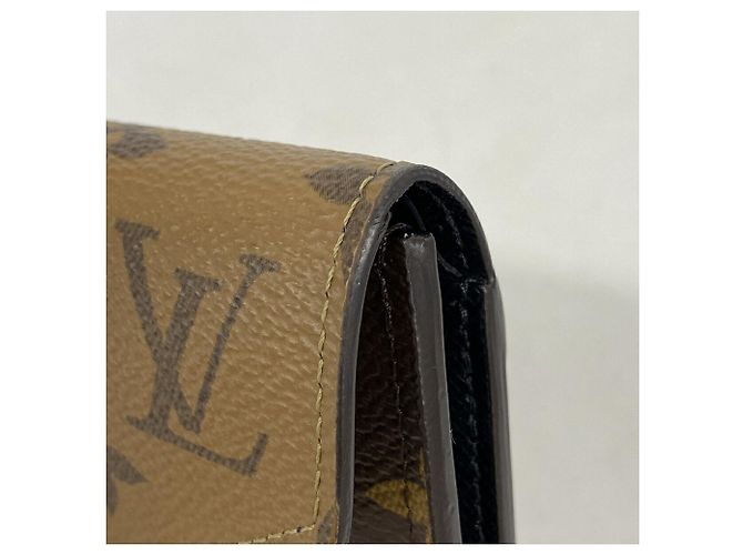 Portafoglio Tri-fold Louis Vuitton Monogram Reverse Portefeuille Victorine Marrone - vista 5