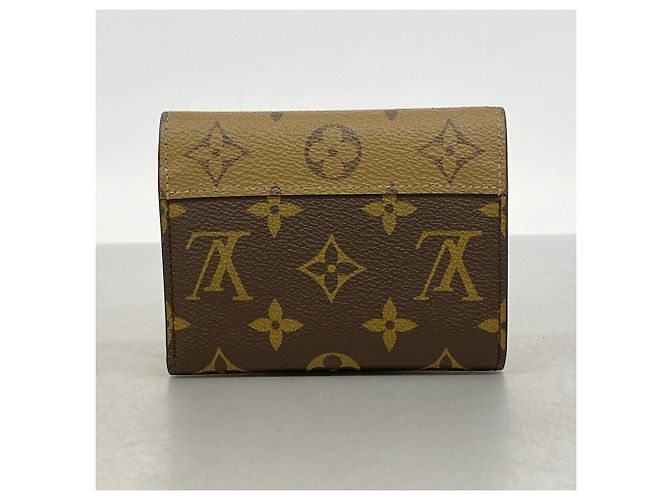Portafoglio Tri-fold Louis Vuitton Monogram Reverse Portefeuille Victorine Marrone - vista 7