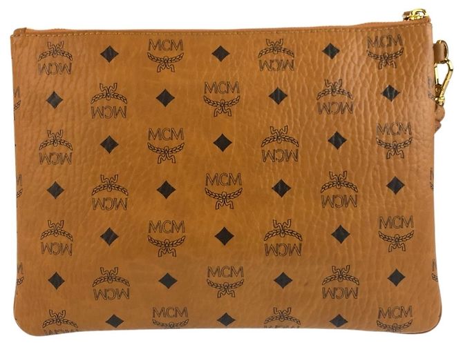 Pochette MCM Visetos en cuir marron - vue 2