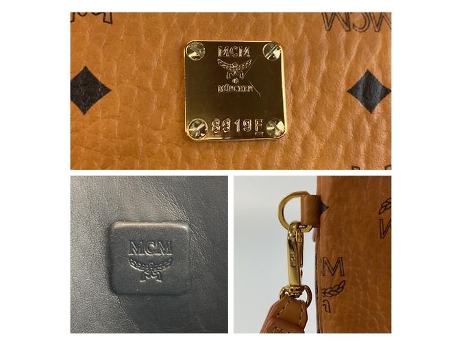 Pochette MCM Visetos en cuir marron - vue 3