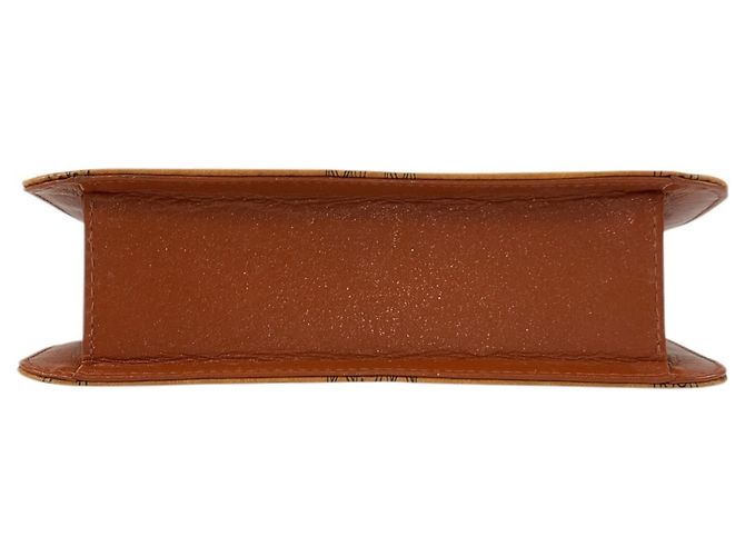 Borsa a tracolla con catena in pelle marrone MCM Visetos Logogram - vista 10