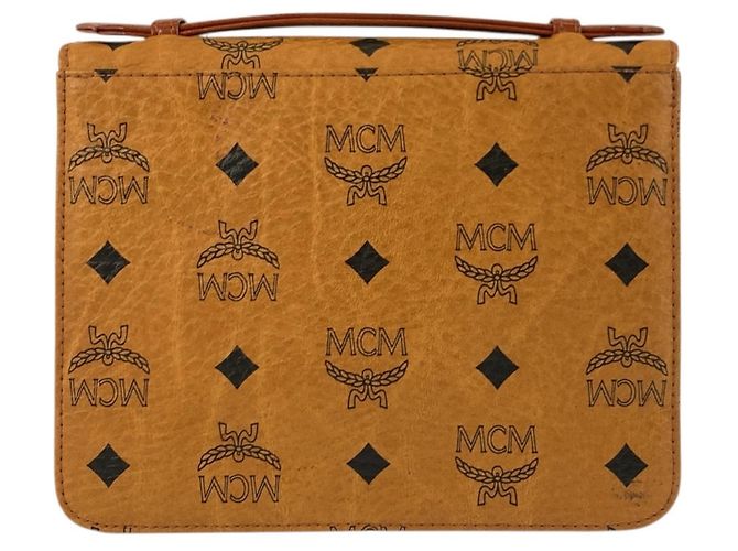 Borsa a tracolla con catena in pelle marrone MCM Visetos Logogram - vista 2