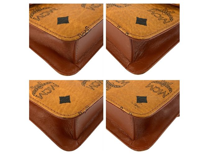Borsa a tracolla con catena in pelle marrone MCM Visetos Logogram - vista 3