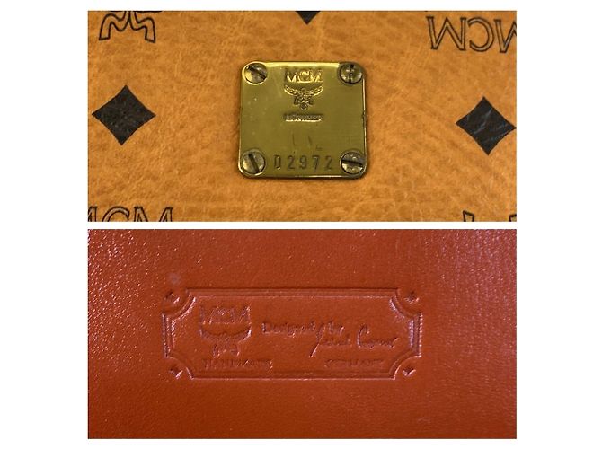 Borsa a tracolla con catena in pelle marrone MCM Visetos Logogram - vista 4