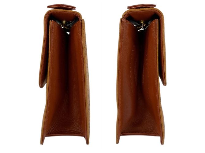 Borsa a tracolla con catena in pelle marrone MCM Visetos Logogram - vista 8