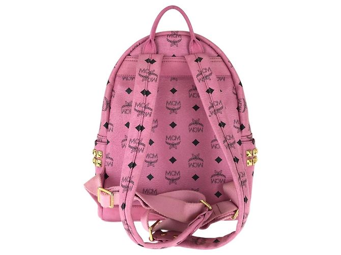 Zaino MCM Visetos Stark in pelle rosa - vista 2