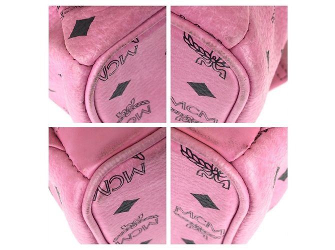 Zaino MCM Visetos Stark in pelle rosa - vista 3
