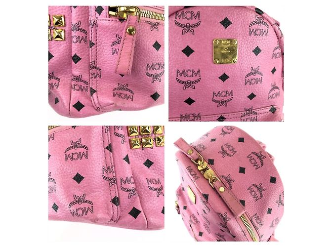 Zaino MCM Visetos Stark in pelle rosa - vista 5