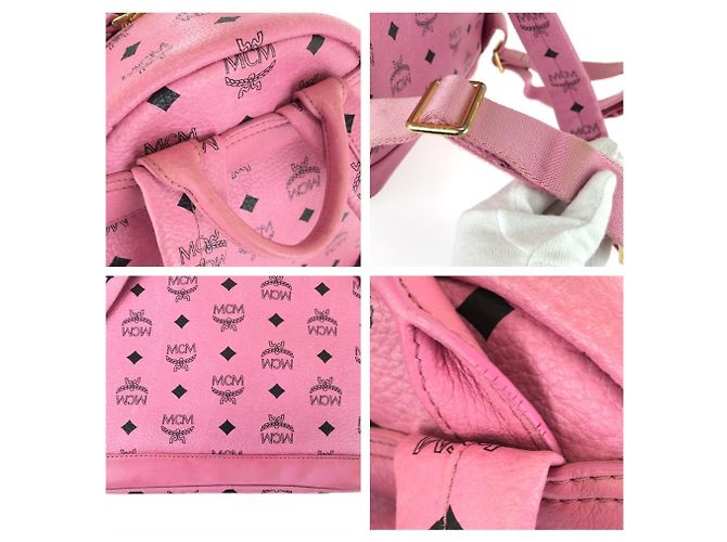 Zaino MCM Visetos Stark in pelle rosa - vista 6