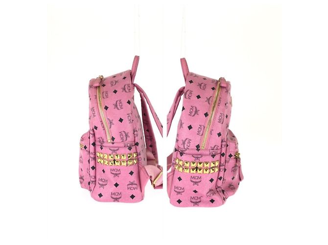 Zaino MCM Visetos Stark in pelle rosa - vista 8