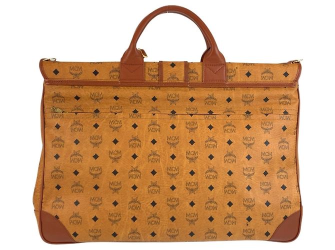Sac Boston MCM Vintage Visetos Brown Cognac en cuir Marron - vue 2