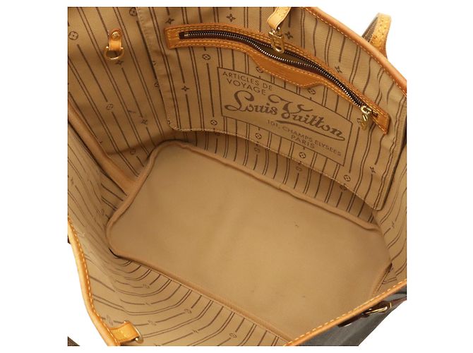 Bolso Tote Louis Vuitton Monogram Neverfull MM Castaño Blanco Monograma - vista 8