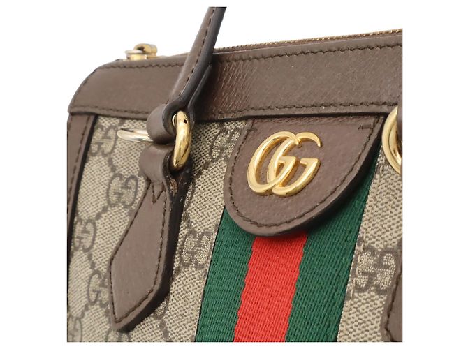 Borsa Tote Piccola Gucci Ophidia GG Supreme Marrone Rosso Beige Verde - vista 10