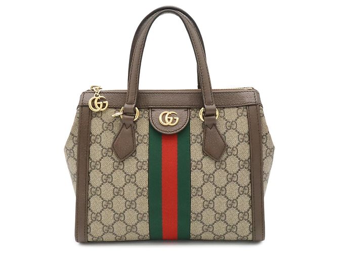 Borsa Tote Piccola Gucci Ophidia GG Supreme Marrone Rosso Beige Verde - vista 2