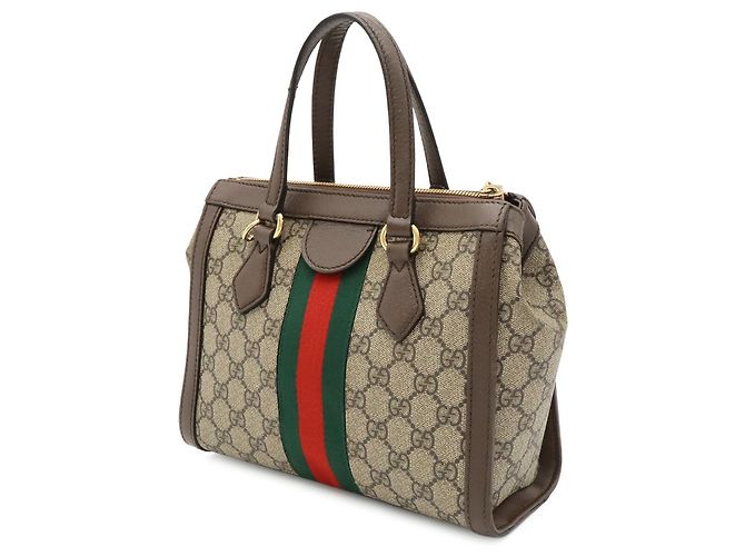 Borsa Tote Piccola Gucci Ophidia GG Supreme Marrone Rosso Beige Verde - vista 3