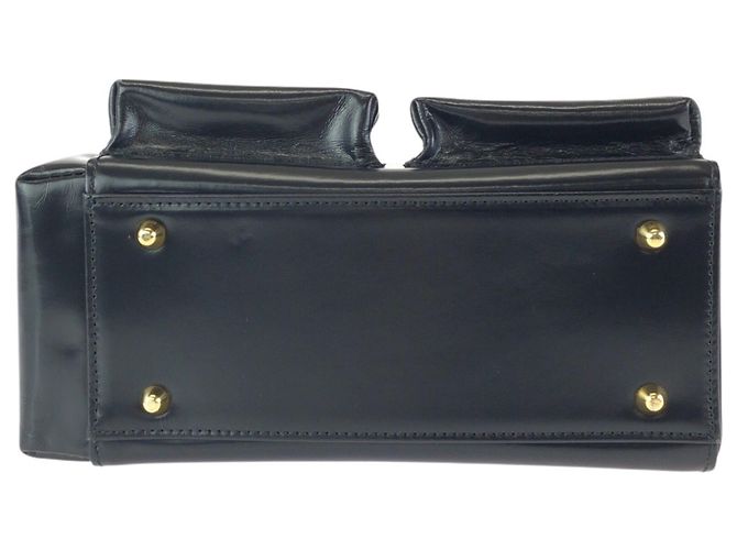 Versace Vintage Sunburst Handtasche aus schwarzem Leder - Ansicht 10