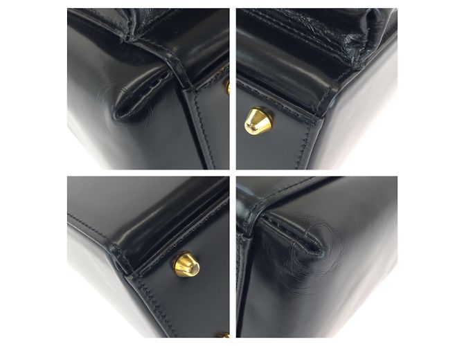 Versace Vintage Sunburst Handtasche aus schwarzem Leder - Ansicht 3