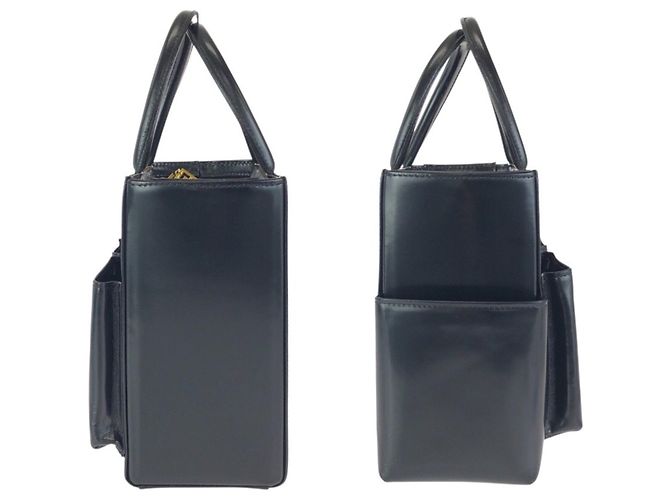 Versace Vintage Sunburst Handtasche aus schwarzem Leder - Ansicht 8