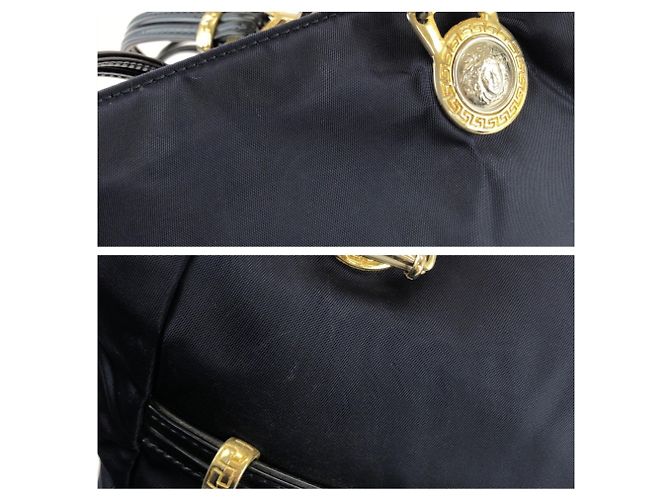 Versace Vintage Medusa Navy Schultertasche Marineblau - Ansicht 5