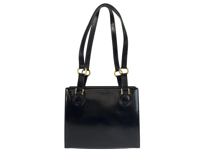 Borsa a tracolla e tote Versace Sunburst in smalto nero - vista 2