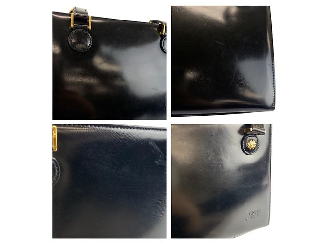Borsa a tracolla e tote Versace Sunburst in smalto nero - vista 6