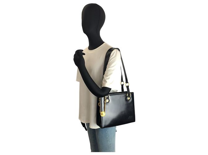 Borsa a tracolla e tote Versace Sunburst in smalto nero - vista 7